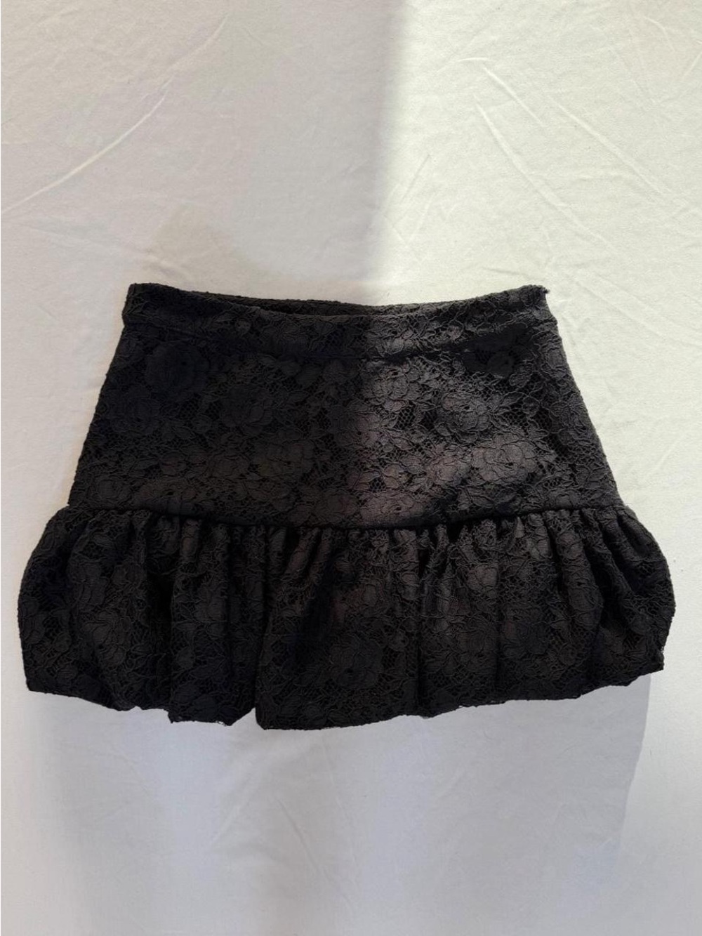 Zara Black Lace Ruffle Mini Skirt